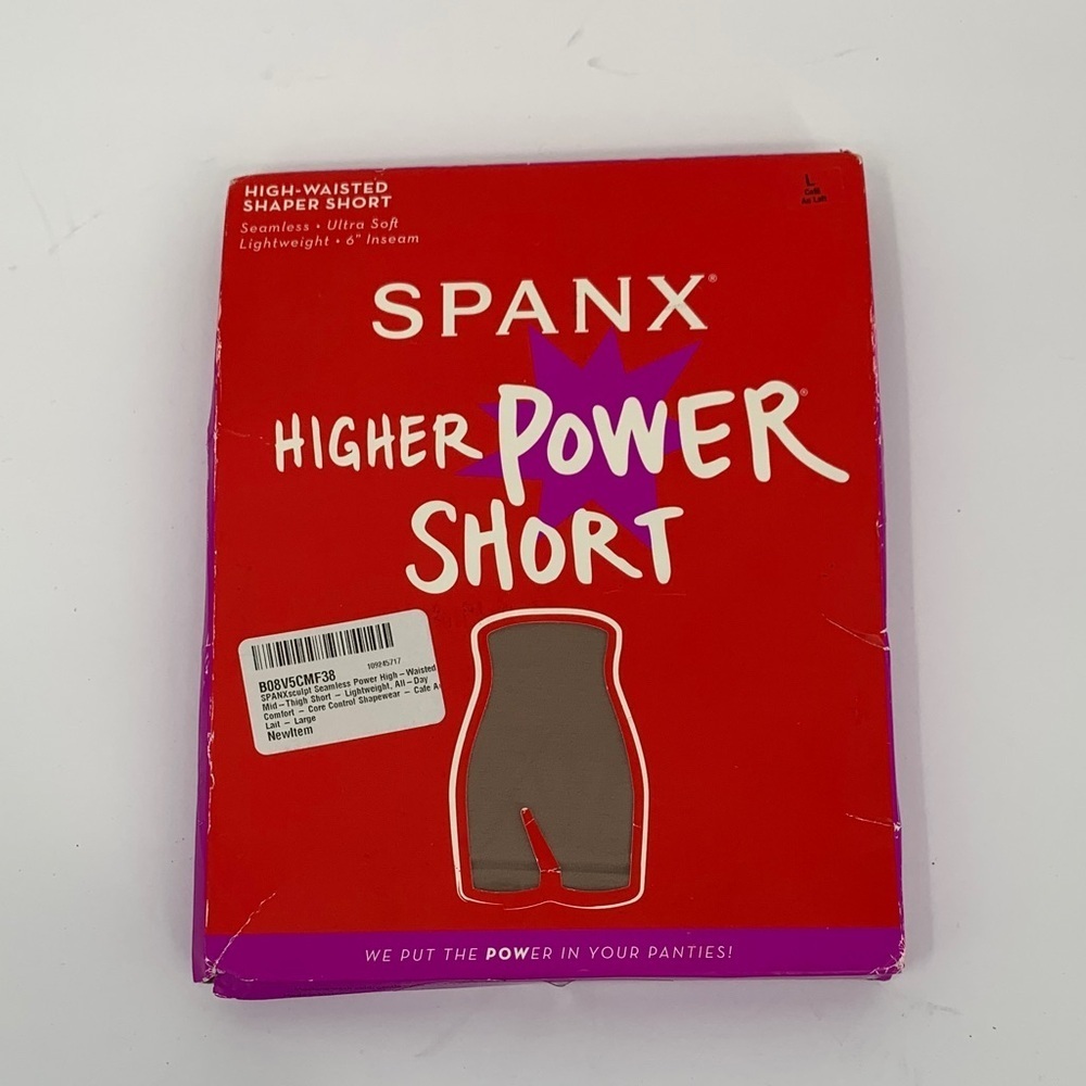 SPANX Higher Power Short shapewear stretch compression Cafe Au Lait new Large - Picture 2 of 3